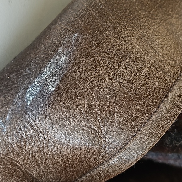 Vintage J CREW Men's Brown Wool Plaid lined chore coat jacket leather collar L - Picture 11 of 15